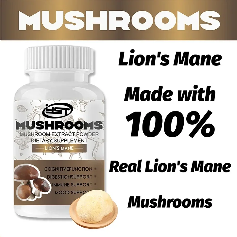 60 capsules Super Brazil Mushroom -Lions Mane Cordyceps Reishi - Brain Supplement for Memory and Focus Relief Stress Better Mood