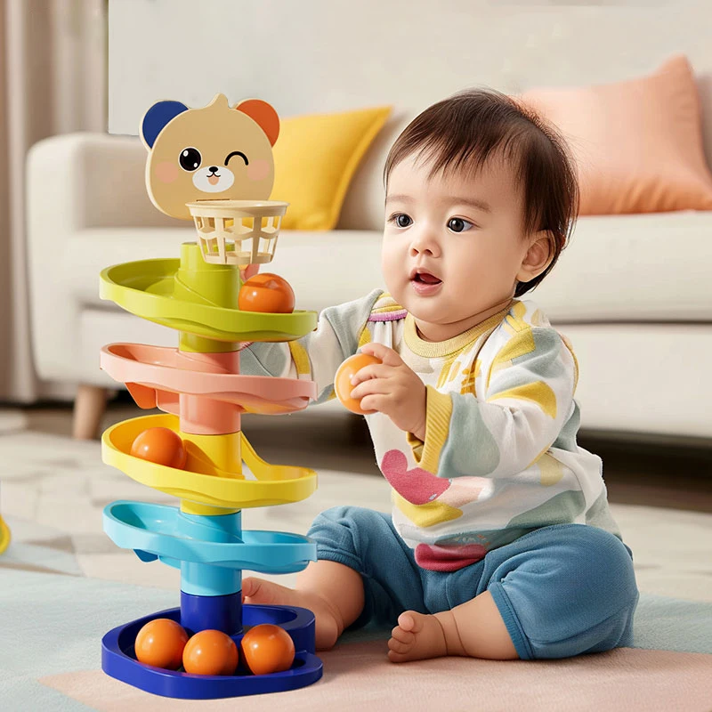 Montessori Bebek Oyuncak Yuvarlanan Top Kulesi Montessori Eğitici Oyunlar Bebekler Için İstifleme Parça Bebek Geliştirme Oyuncaklar 1 2 3 Yıl