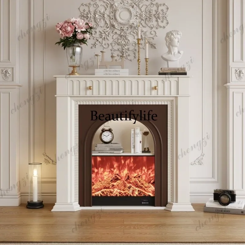 B56 Chinese antique door cabinet American shelf opposite door French fireplace decorative cabinet Living room flame simulation f