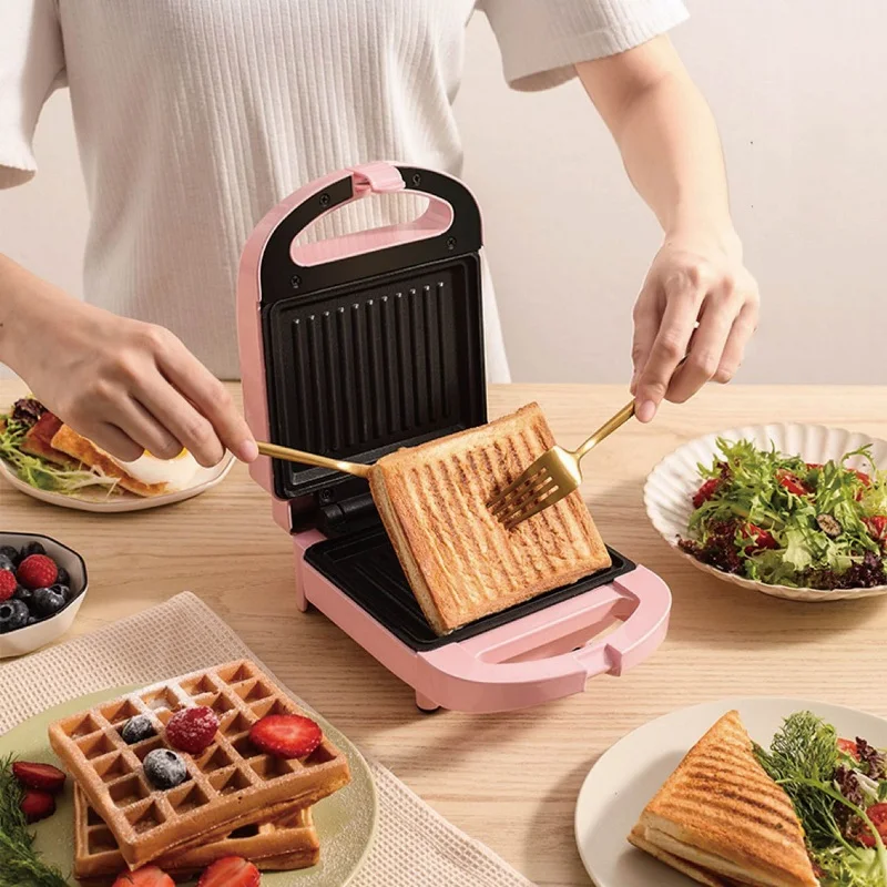 650 واط المنزل بانيني صانعة حلوى الدونات صانع الساندوتشات الكهربائية الصغيرة غير عصا صانع الوافل محمصة متعددة الوظائف صانع الإفطار 220 فولت