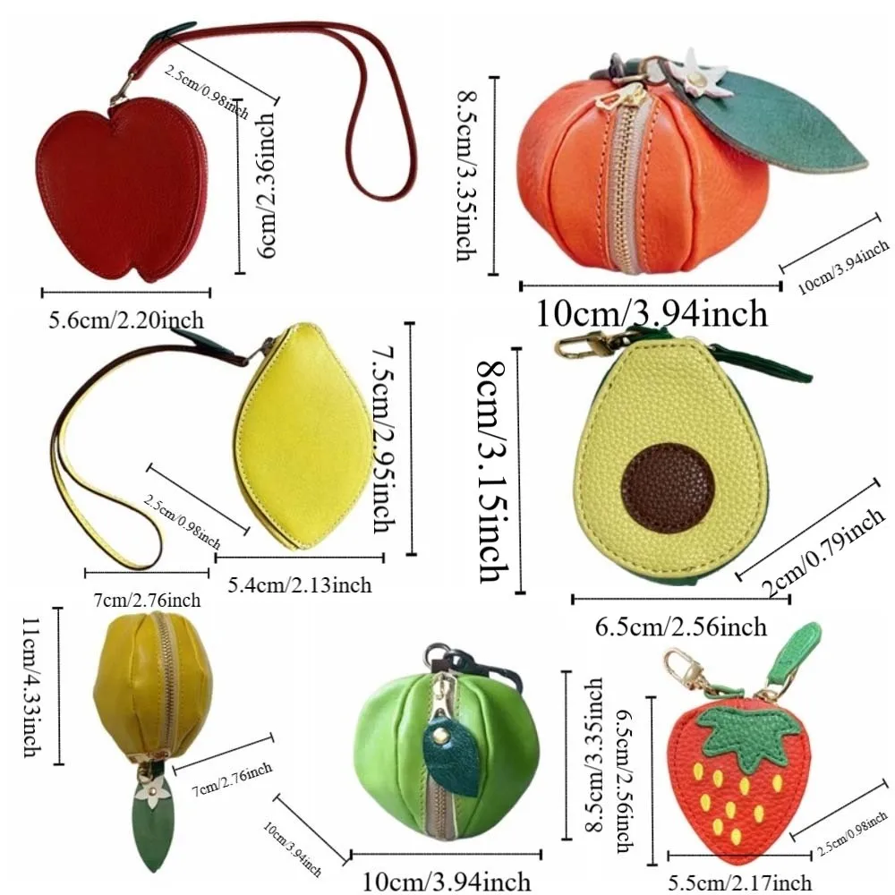 المفاتيح لطيف الفاكهة شكل عملة المحفظة الفراولة الأفوكادو سماعة حقيبة المحفظة الكورية نمط بو الجلود قلادة في الهواء الطلق #5