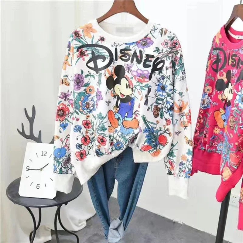 Disney Mickey Mouse Women Sweatshirts Cartoon Korean Style Spring Autumn Long Sleeve Tops Girl Clothes Harajuku Thin Lady Jacket