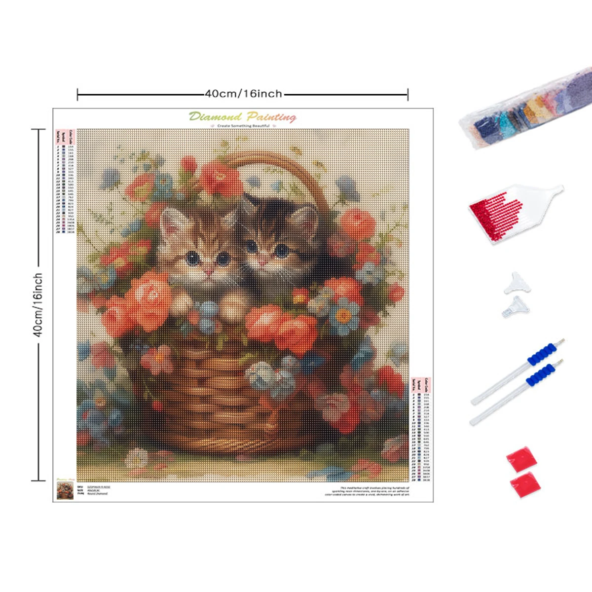 CHENISTORY Diamond Painting Kit Flower Basket Cat DIY Diamond Mosaic Sale Home Decoration Pictures Of Rhinestones