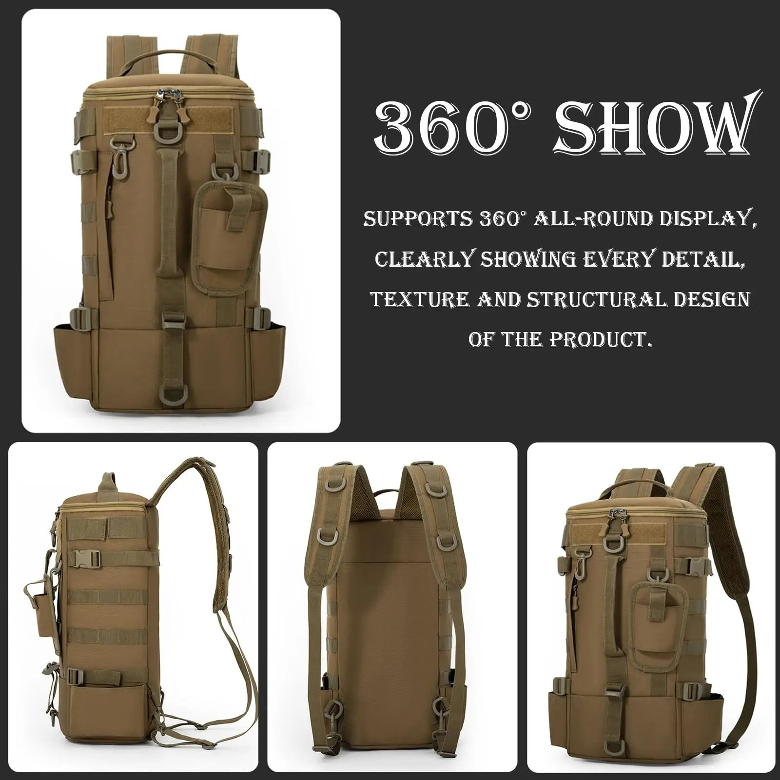 30L Men Fishing Backpack Waterproof Travel Tackle Bag Shoulder Handbag Lure Rod Holder Large Capacity Outdoor Sports Daypack