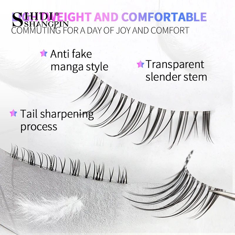 SHIDISHANGPIN 3/5 Paar halbe Wimpern, transparenter Stiel, unsichtbares Band, künstliche Nerzwimpern, wiederverwendbar, falsche Wimpern, natürlich, flauschig – Detail 33