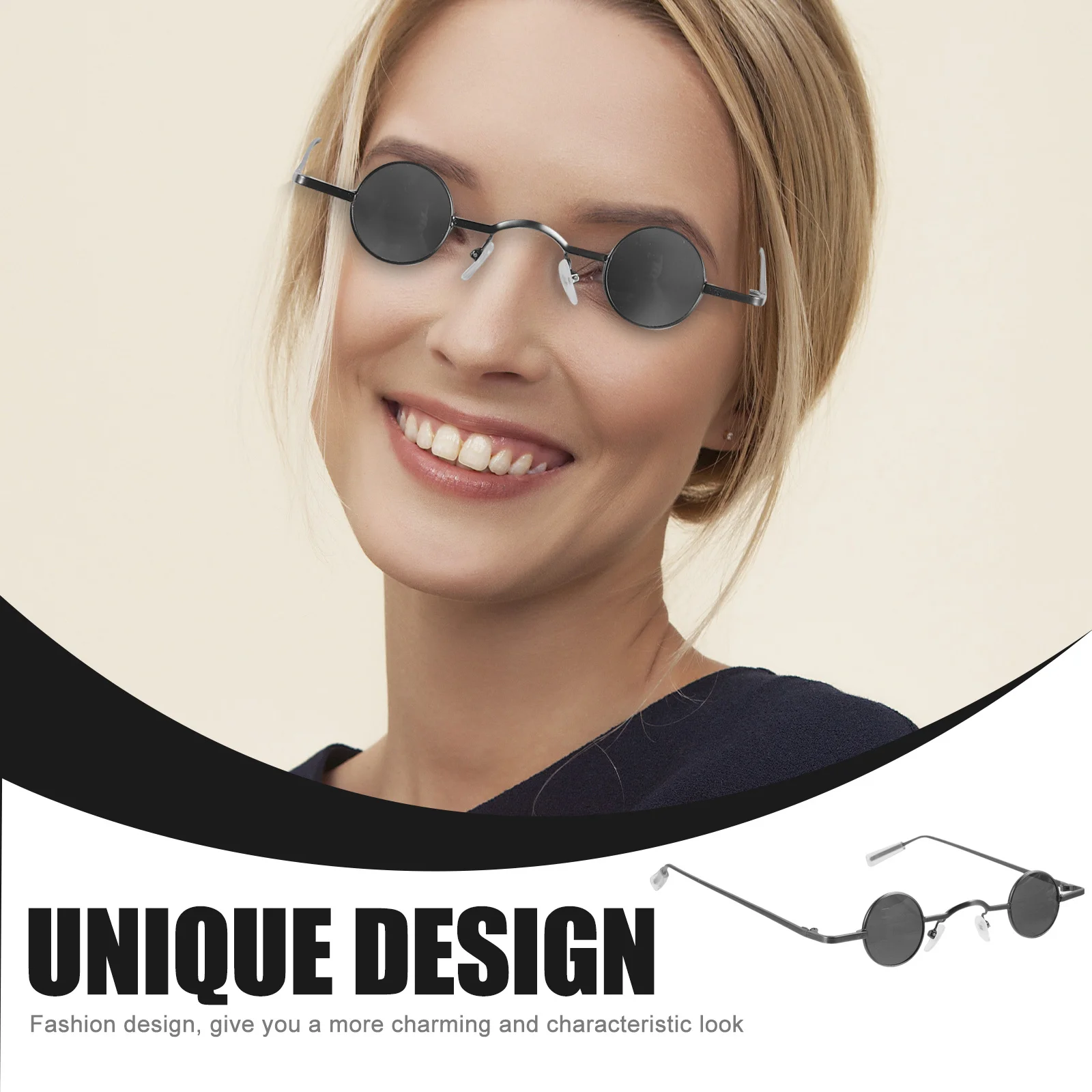 

Small Round Frame Retro Sunglasses for Men Women Creative Eyeglasses Lightweight Stylish Design Beach Party Wear Black