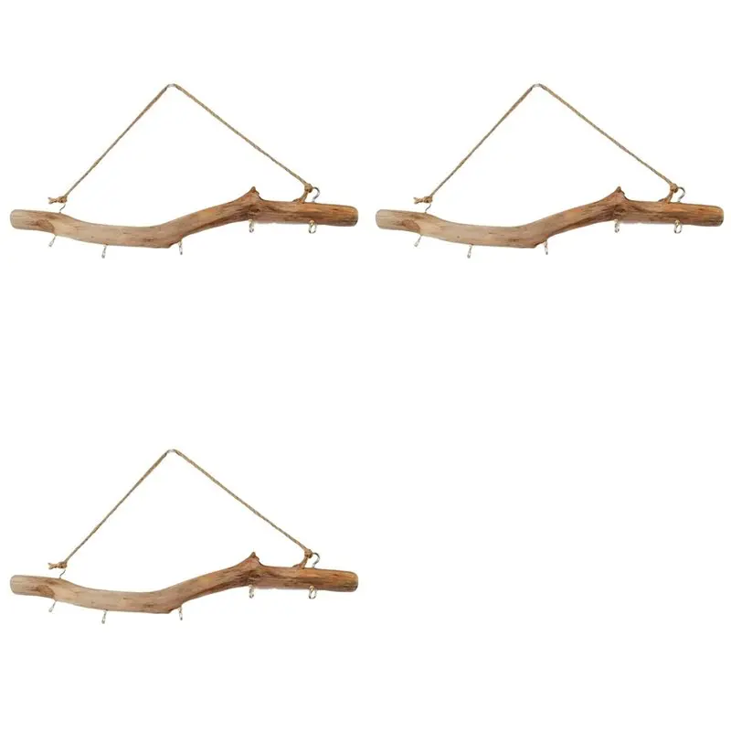AT05-3X Wooden Hook Driftwood Hook Vintage Decor Supplies Easy To Use Branch Hanger Holder For Entryway Small Item Closet