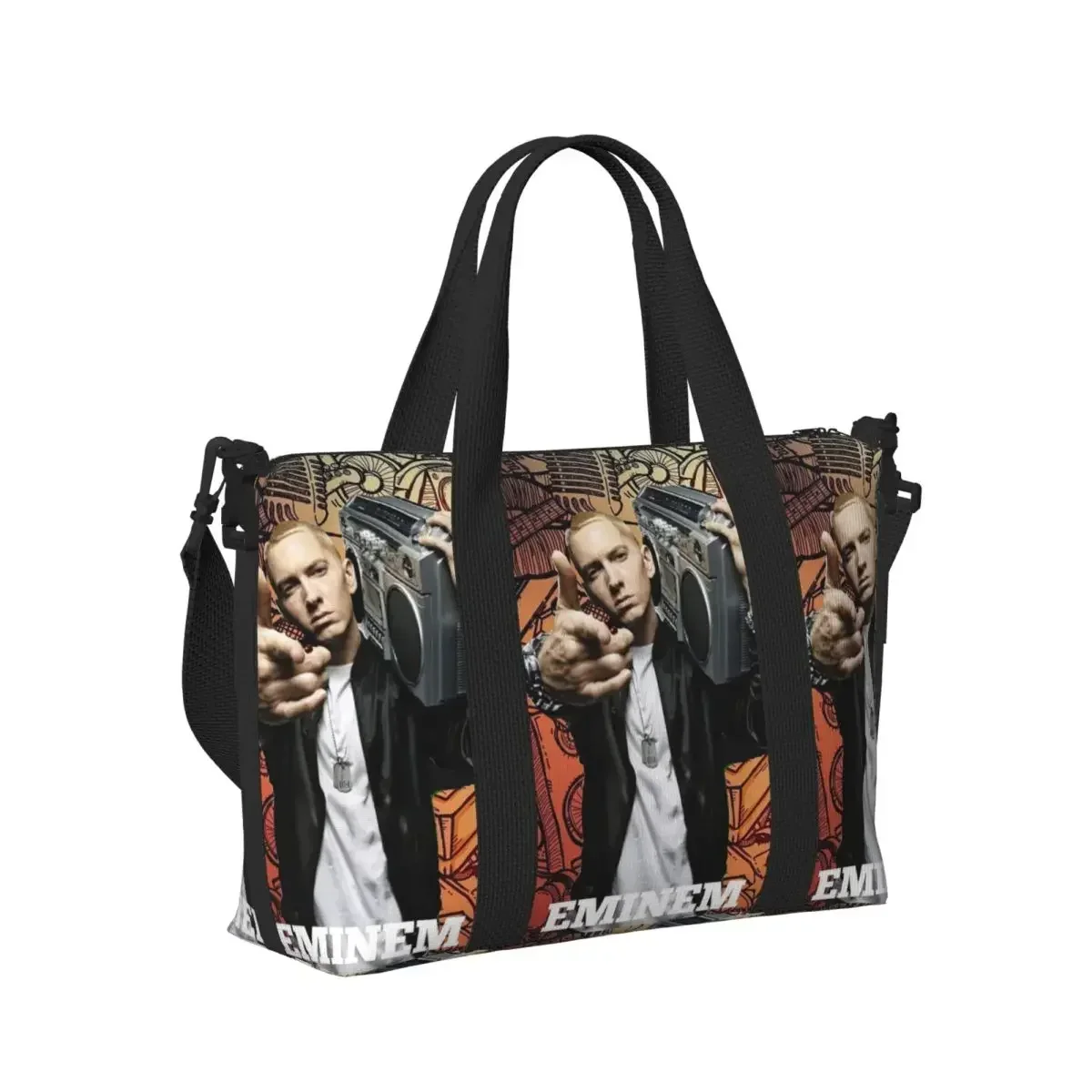 Eminem American Pop Music Hip Hop Rapper Beach Travel Bag  Tote Bags for Gym Yoga Women Shopping Duffle Shoulder Bag