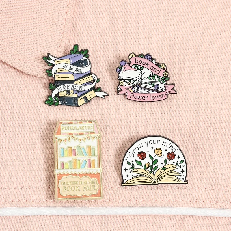 14 Types Book Lover Enamel Pins Set Literary Romance Reader Brooches Funny Booktrovert Lapel Badges Jewelry Gift For Friends