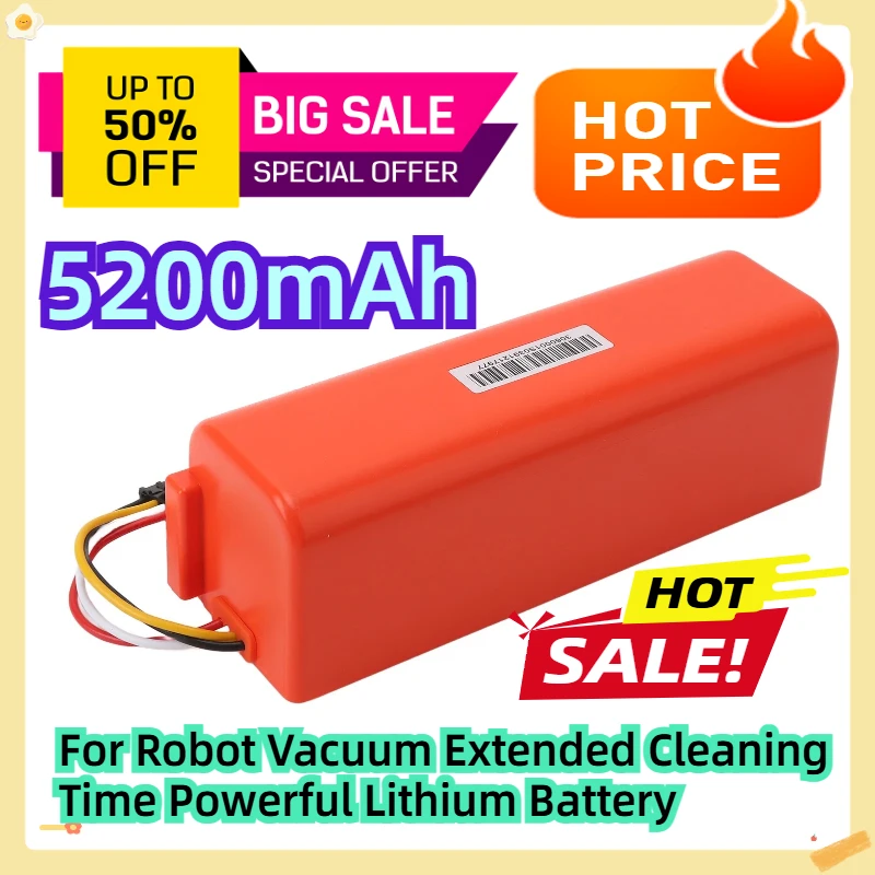 

For Robot Vacuum, Extended Cleaning Time Powerful 5200mAh Lithium Battery