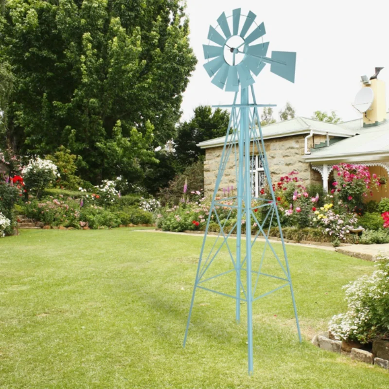 

Retro wrought iron windmill outdoor flower stand ornament, indoor balcony garden courtyard climbing frame multi-layer frame shel