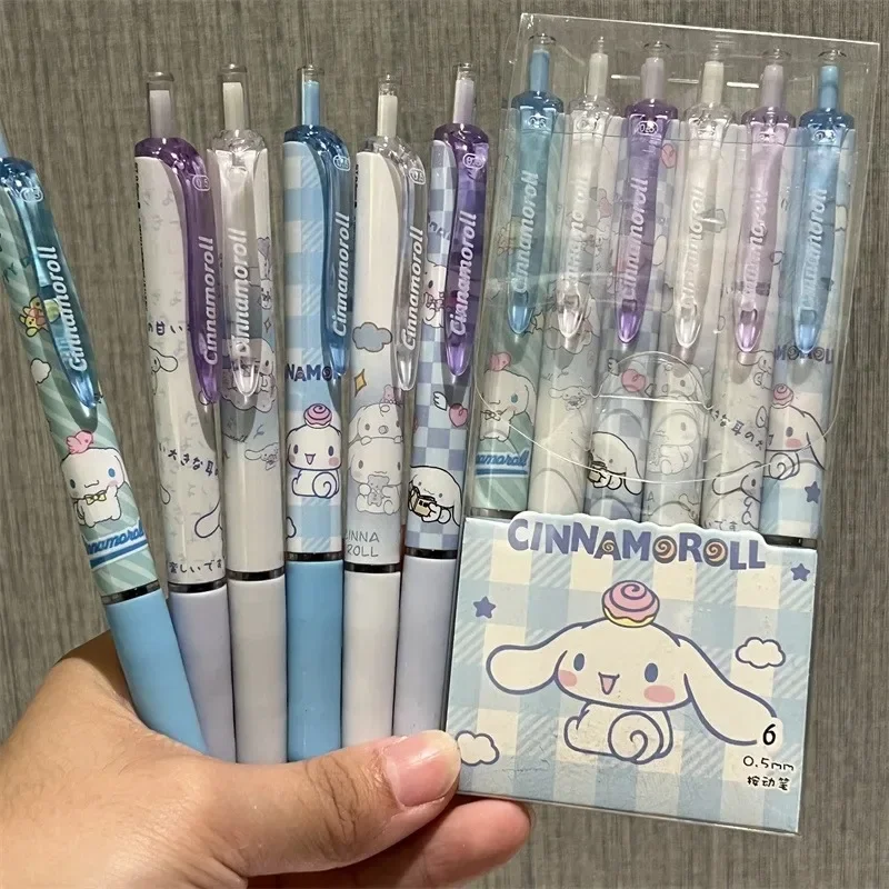 Sanrio-Bolígrafo de Gel negro de secado rápido, Hello Kitty, dibujos animados, Kuromi Cinnamoro ST, 0,5mm, papelería de aprendizaje, regalo