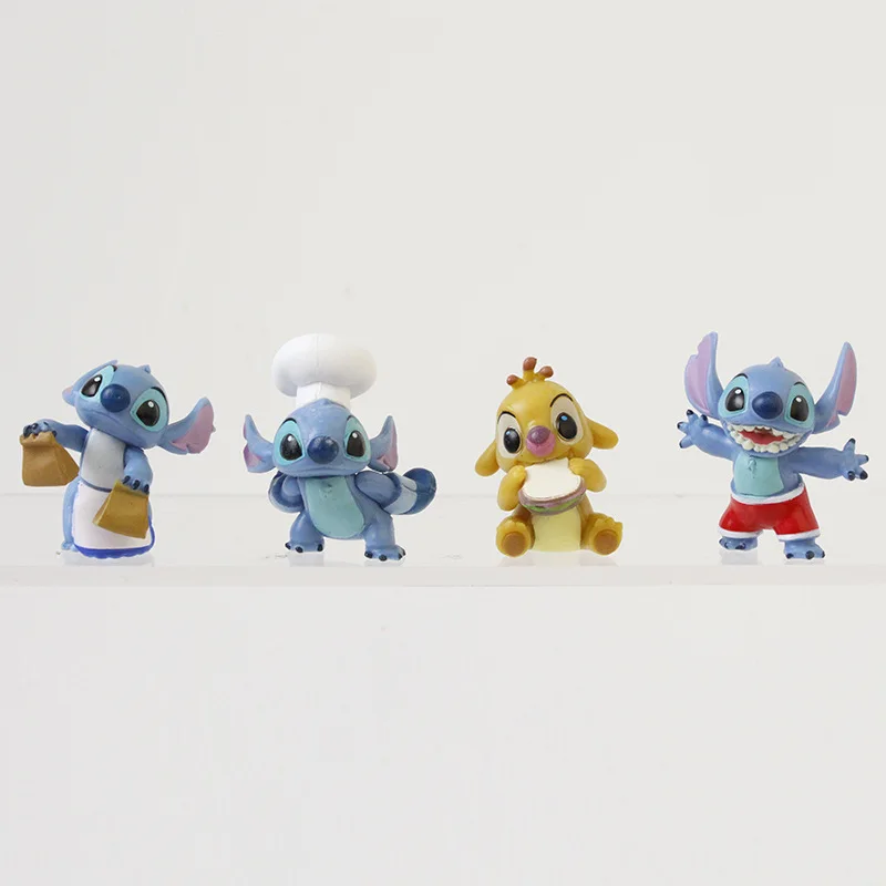 Stitch Anime Figure Cake Decor Desktop Ornament Lilo&Stitch Angel PVC Model Toy Doll Party Supplies Gift  8pcs/set