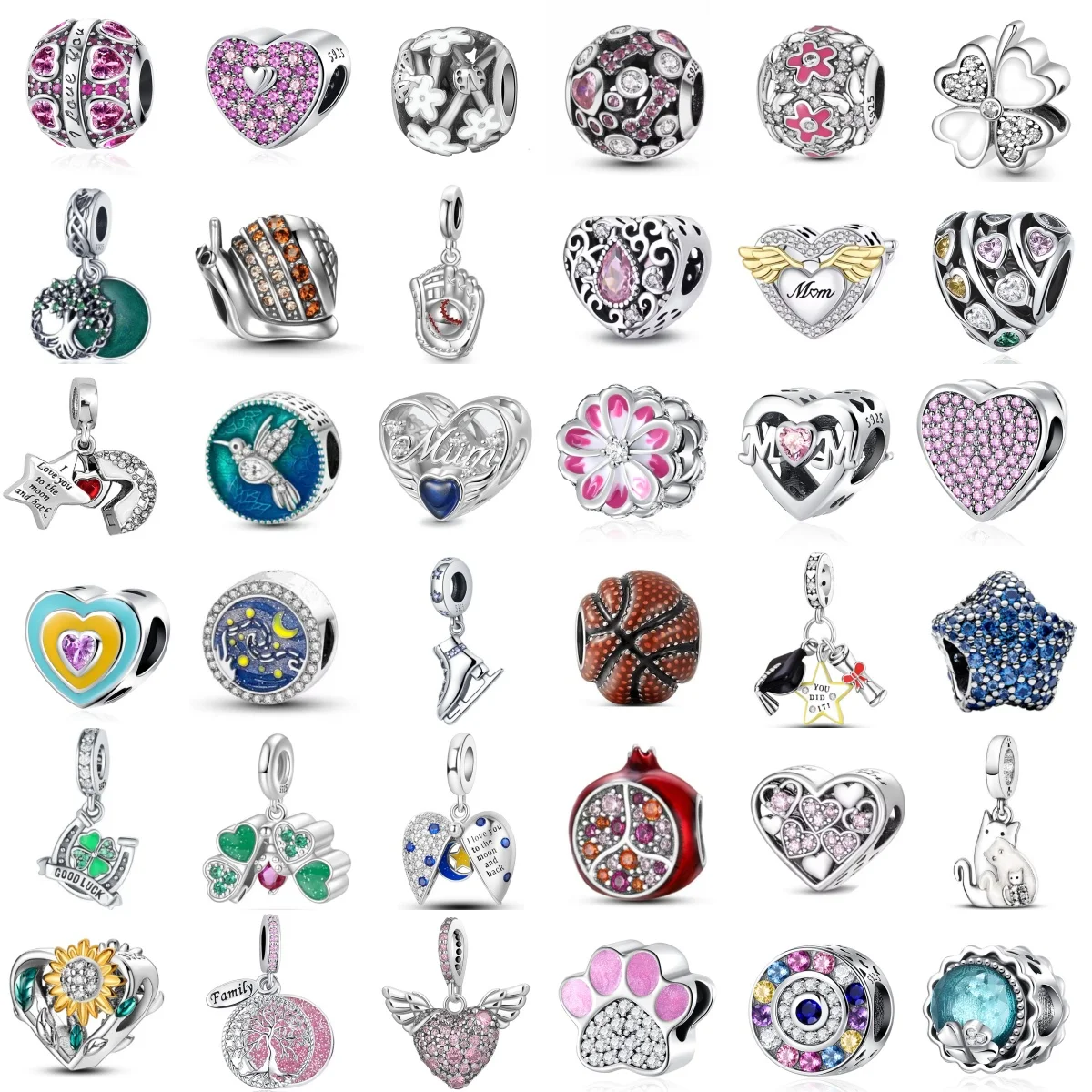 

НОВЫЙ 925 серебряный европейский скользящий кулон из бисера подсолнечник кошка баскетбольные подвески подходят оригинальный браслет ожерелье женские ювелирные изделия своими руками