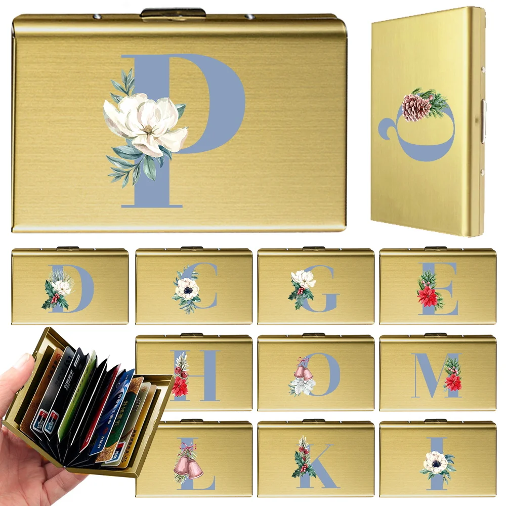 Minimalist Men's Metal Card Case Credit Cards Holder Anti-theft Blue Pattern Series Swipe Bank Credit Card Metal Cards Bag