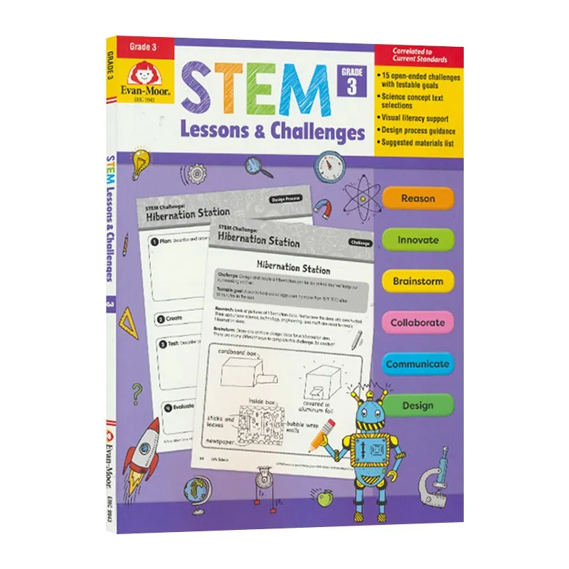 

Evan-MoorStem Lessons and Challenges, Grade 3 Workbook,aged 7 8 9 10, English book 9781629388632