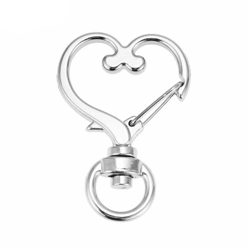 Heart Shaped Swivel Snap Hooks with Key Ring Metal Keychains Suitable for Keychain Lanyards, Charms, Jewelry, DIY Crafts