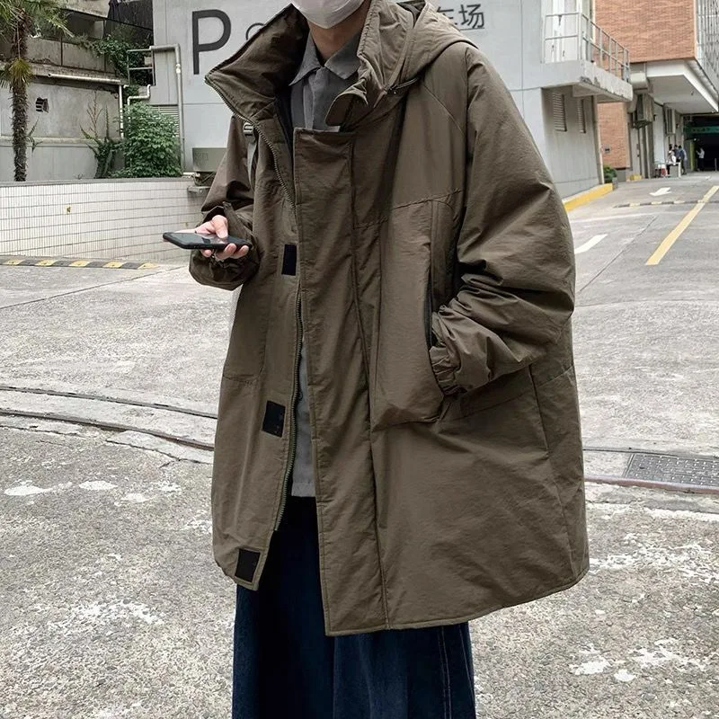 

Трендовая японская одежда с капюшоном Корейская версия хлопковая зимняя куртка пальто мужская одежда свободный утепленный пуховик