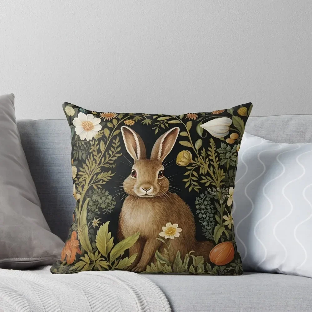 

Vintage Rabbit William Morris Style Throw Pillow Cushion Cover Luxury Decorative pillow case pillow