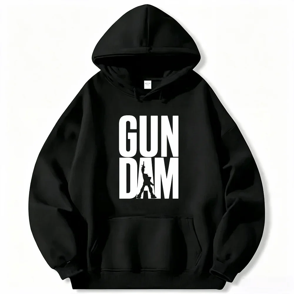 Gundam Robot Silhouette Graphic Hoodie，Unisex，Drawstring Hooded Sweatshirt Anime Print Oversized Casual Top