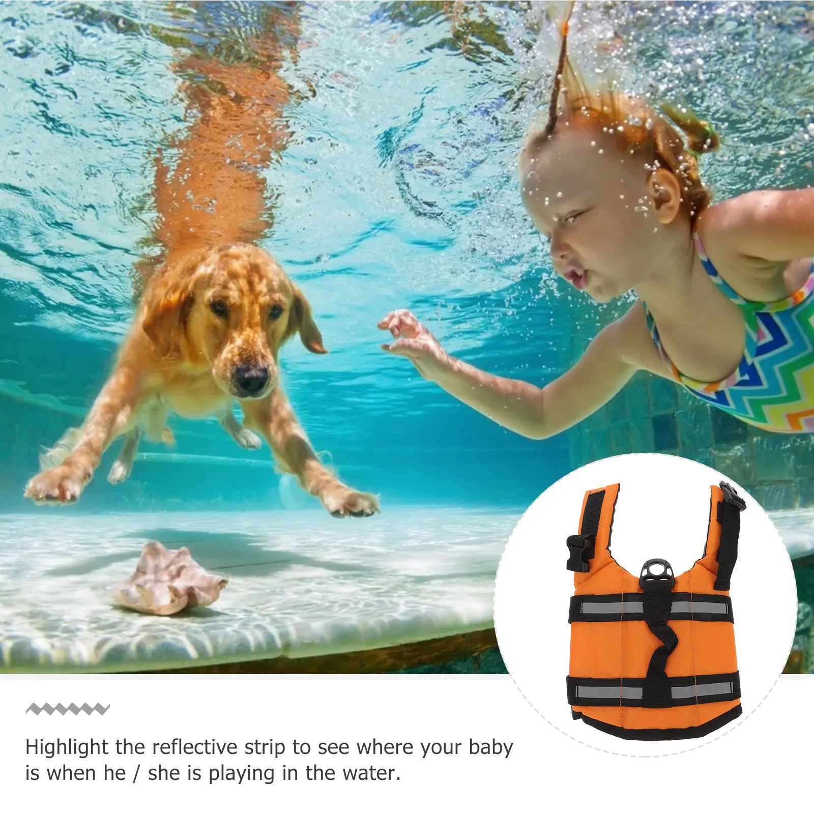 Pet Life Jacket Preserver Orange Size Xxs Reflective Safety Quick Release Buckles Grab Handles for Water