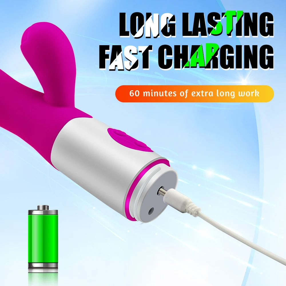 Gode lapin vibrateur Rechargeable, double Vibration, point G, masseur vaginal, bâton AV, Clitoris, jouets sexuels pour femmes, masturbateur féminin