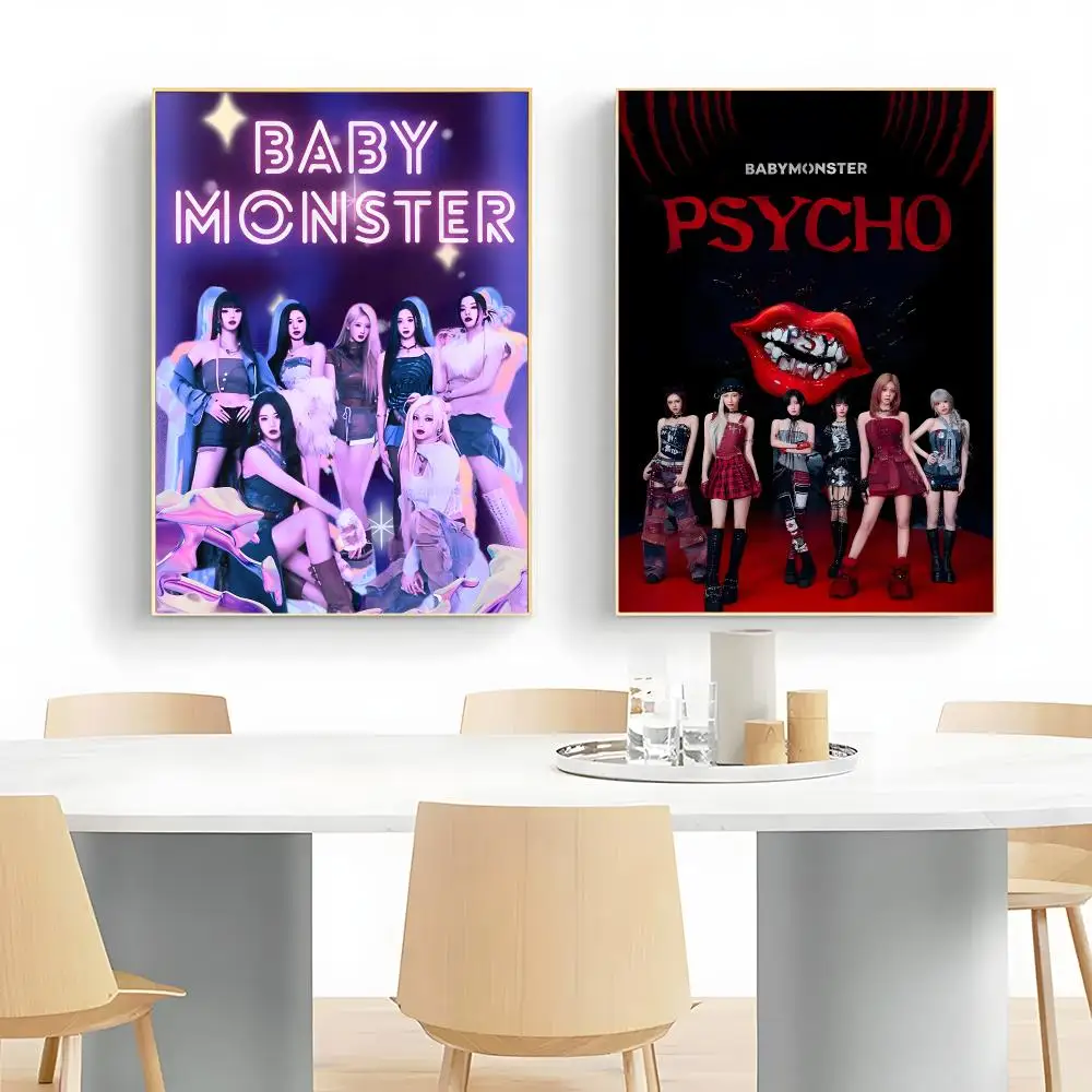 K-pop Group B-BABYMONSTER Poster Frameless Peel-and-Stick Removable Wall Art Print