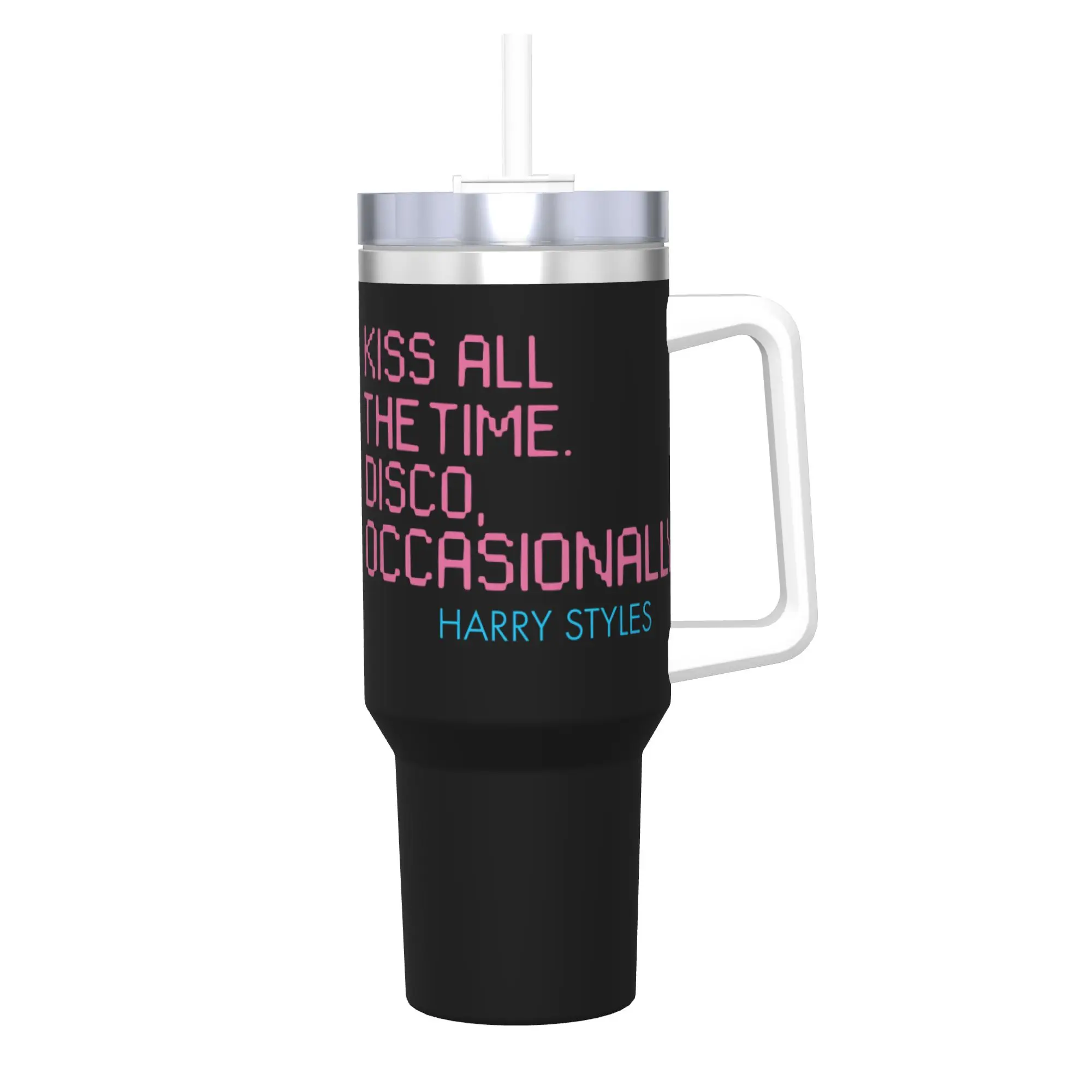 

Harrys Styles Kiss All the Time Disco Occasionally Tumbler 40oz Stainless Steel Double Wall Vacuum Tumblers Mug With Straw