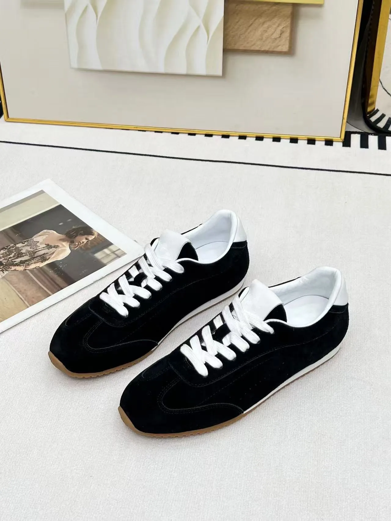 

German Training Shoes Women's Genuine Leather Flat Plate Shoes Lightweight Small Leather Shoes Versatile Retro Sports Forrest Gu