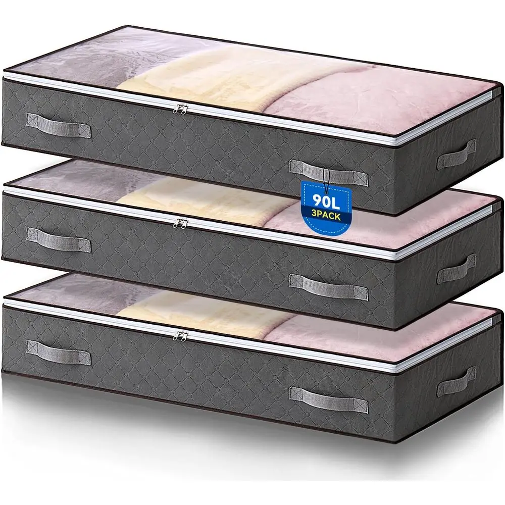 

Compact 3-Piece Underbed Storage Set, 7 Low Profile, Organizers for Clothes, Bedding, and Blankets