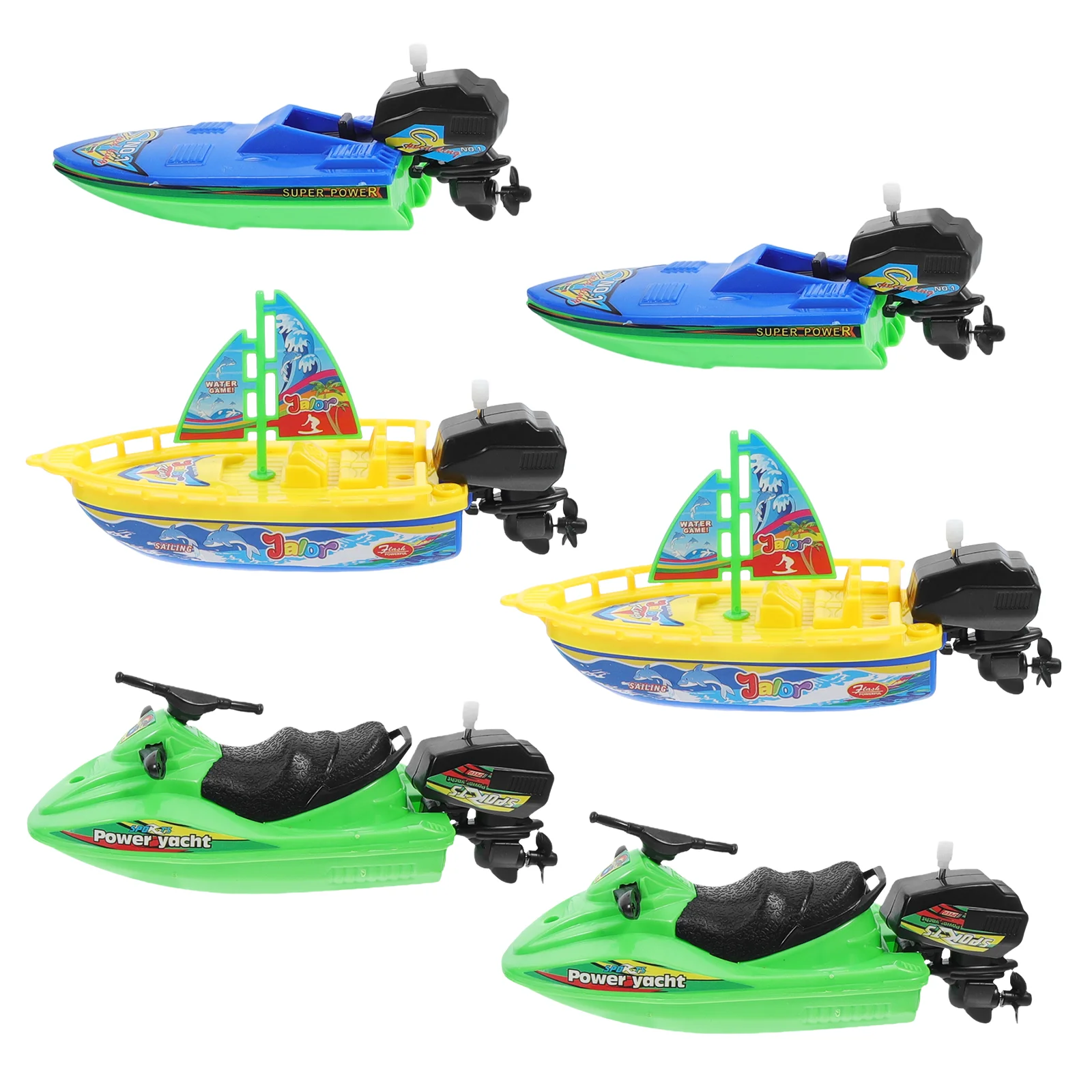 6 Pcs Playing Boat Sail Toy Boats For Kids Sailboat Decor Swimming Pool Speedboat Bath Toys Baby Plastic Toddler