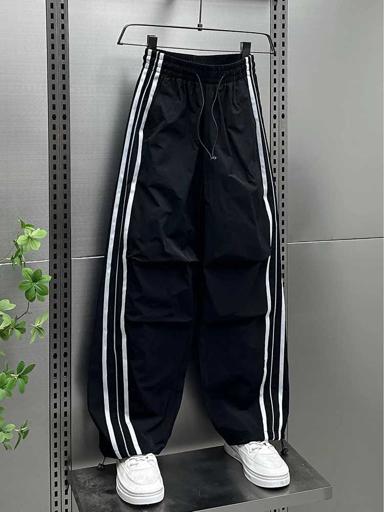 Summer Thin Fashion Trend Outdoor Men's Loose Striped Patchwork Casual Pants Versatile Youth Stylish Quick-Dry Sports Pants