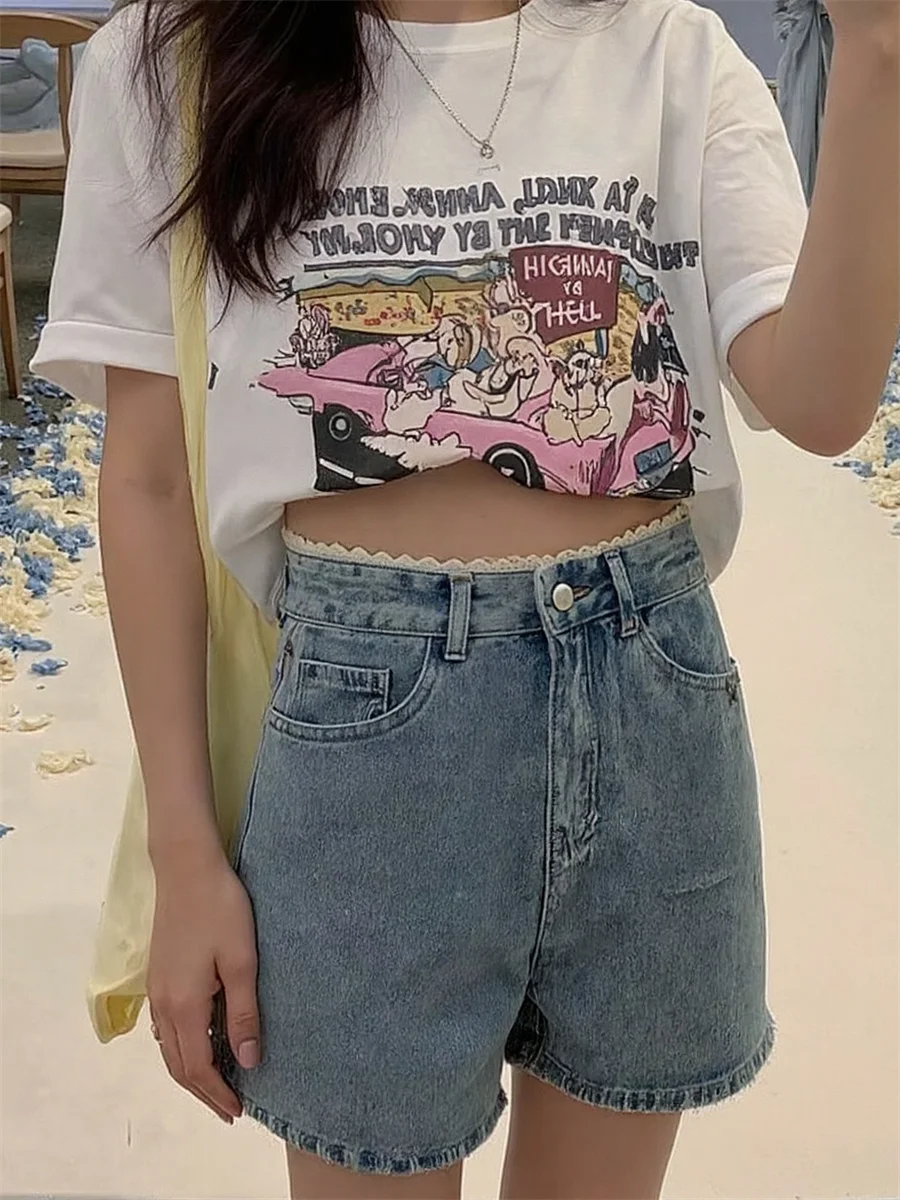 Pantaloncini da donna a vita alta con piega trasparente, effetto caldo professionale, giuntura, pantaloni termici, con volant di nicchia britannica