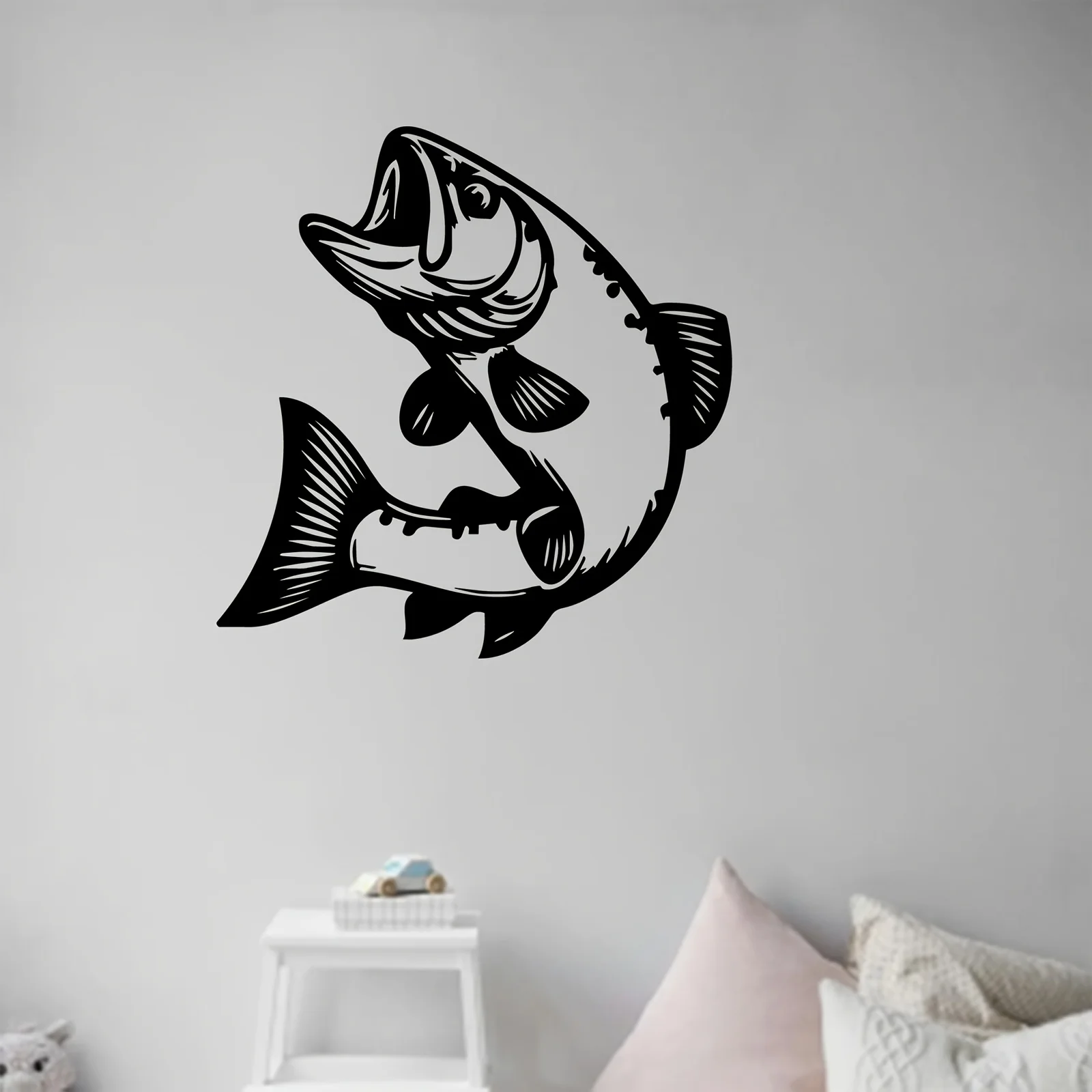 Brand Salmon Metal Wall Art Rust-Resistant Sculpture Mural Decor for Garage Backyard Fence Dynamic Fishing Enthusiasts Gift