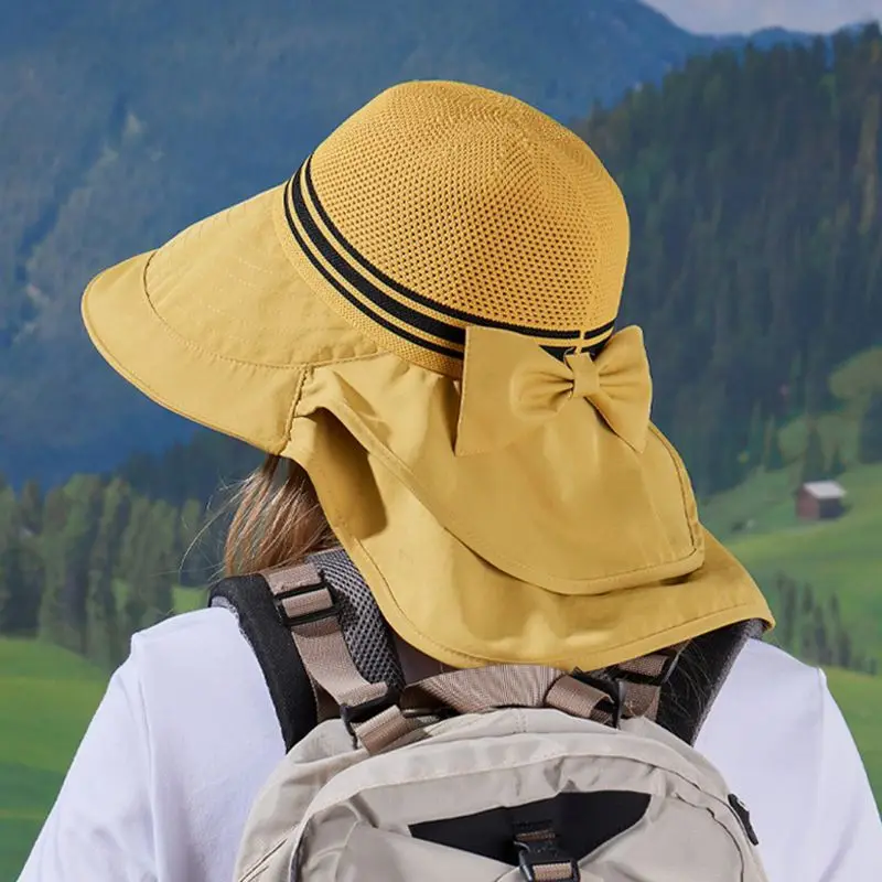المرأة طوي Sunhat الصيف واسعة حافة غطاء دلو مع الرقبة المشي لمسافات طويلة غطاء الأشعة فوق البنفسجية حماية قبعة الصيد الكبار تنفس Sunhats