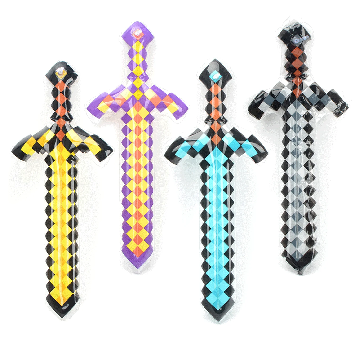 1/3/6 pçs criativo espada inflável pixel estilo brinquedos espada de pedra preciosa indoor ao ar livre crianças brinquedo jogos interação presentes natal