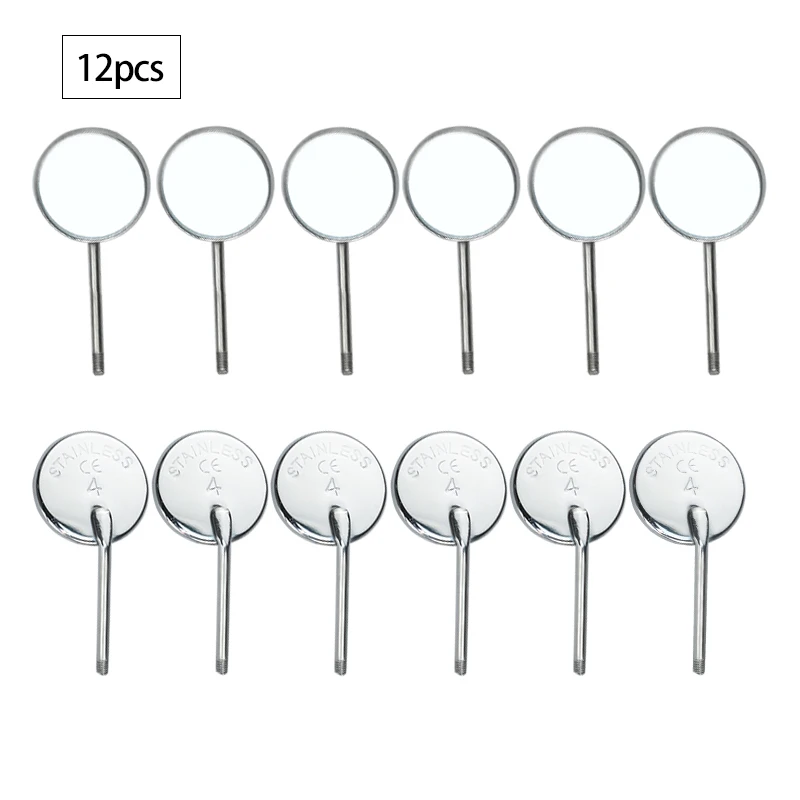 12Pc/box Dental Mouth Mirror Reflector Dentist Equipment Stainless Steel Dental Material Inspection Mouth Mirror Oral Care Tool