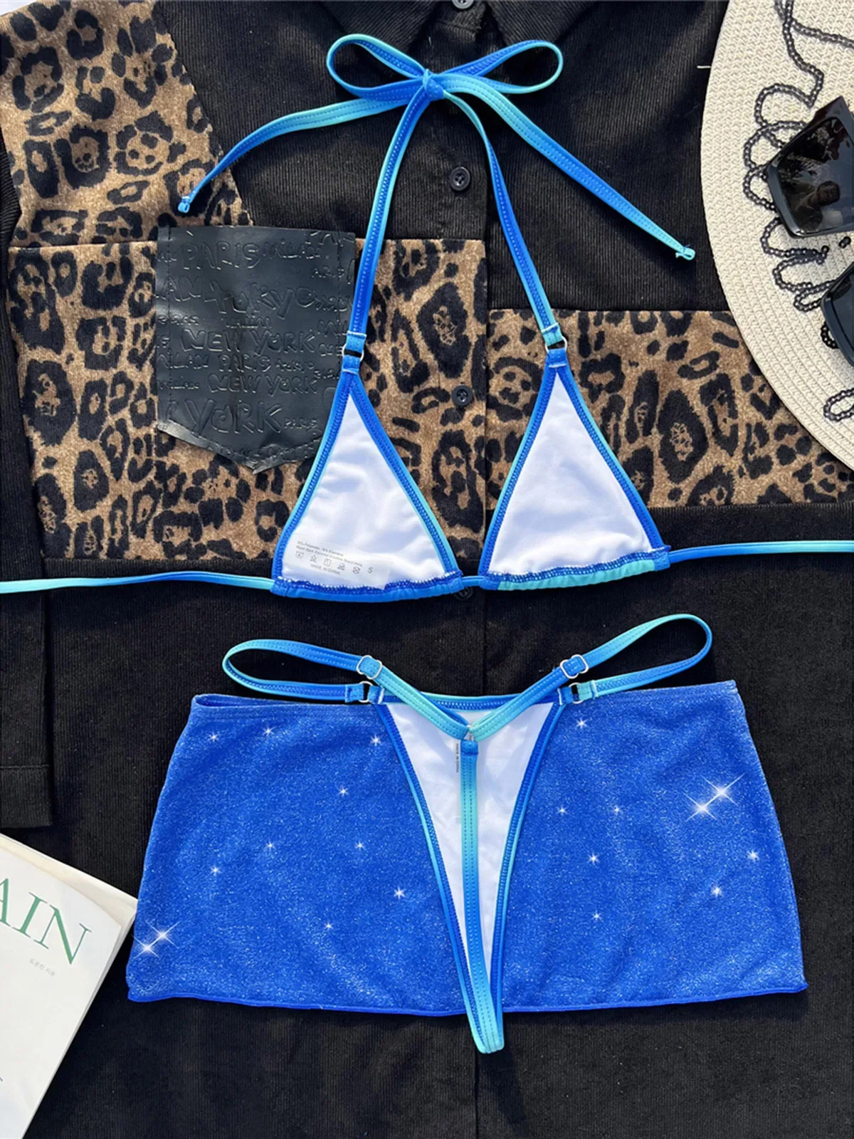 With Skirt Halter Mini Micro Thong Bikini Female Swimsuit Women Swimwear Three-pieces Bikini set Bather Bathing Suit Swim K4744