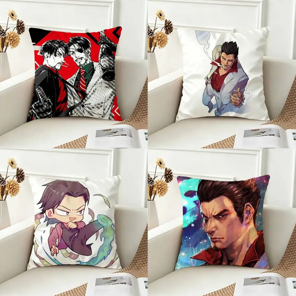 Kiryu K-Kazuma Majima Y-Yakuza Double-sided Printed Square Decorative Cushion Cover for Sofa Living Room Home Decor