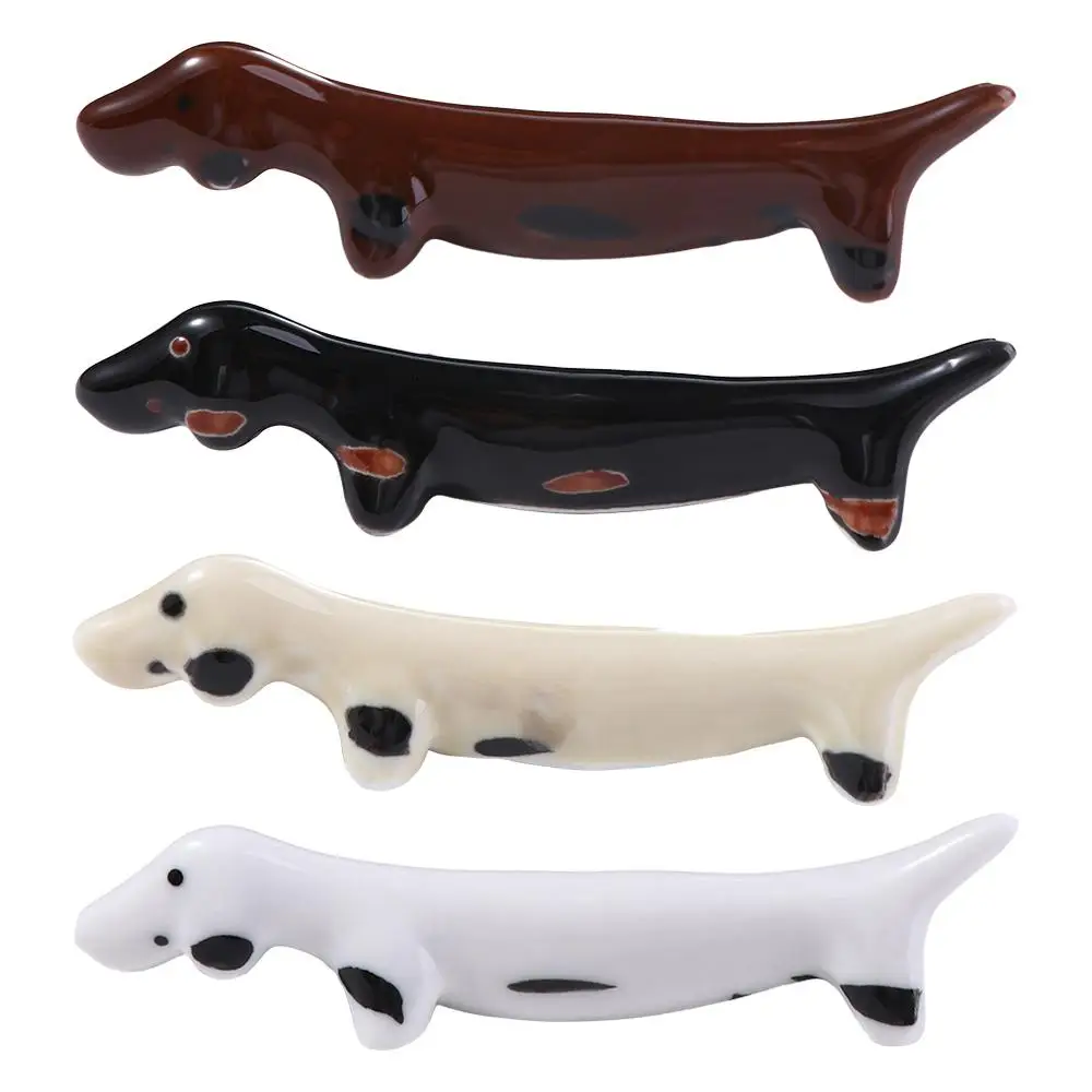 

Spoon Fork Hotel Dachshund Cute Ceramic Puppy Shaped Dinnerware Stand Tableware Rack Chopstick Rest Chopsticks Holder
