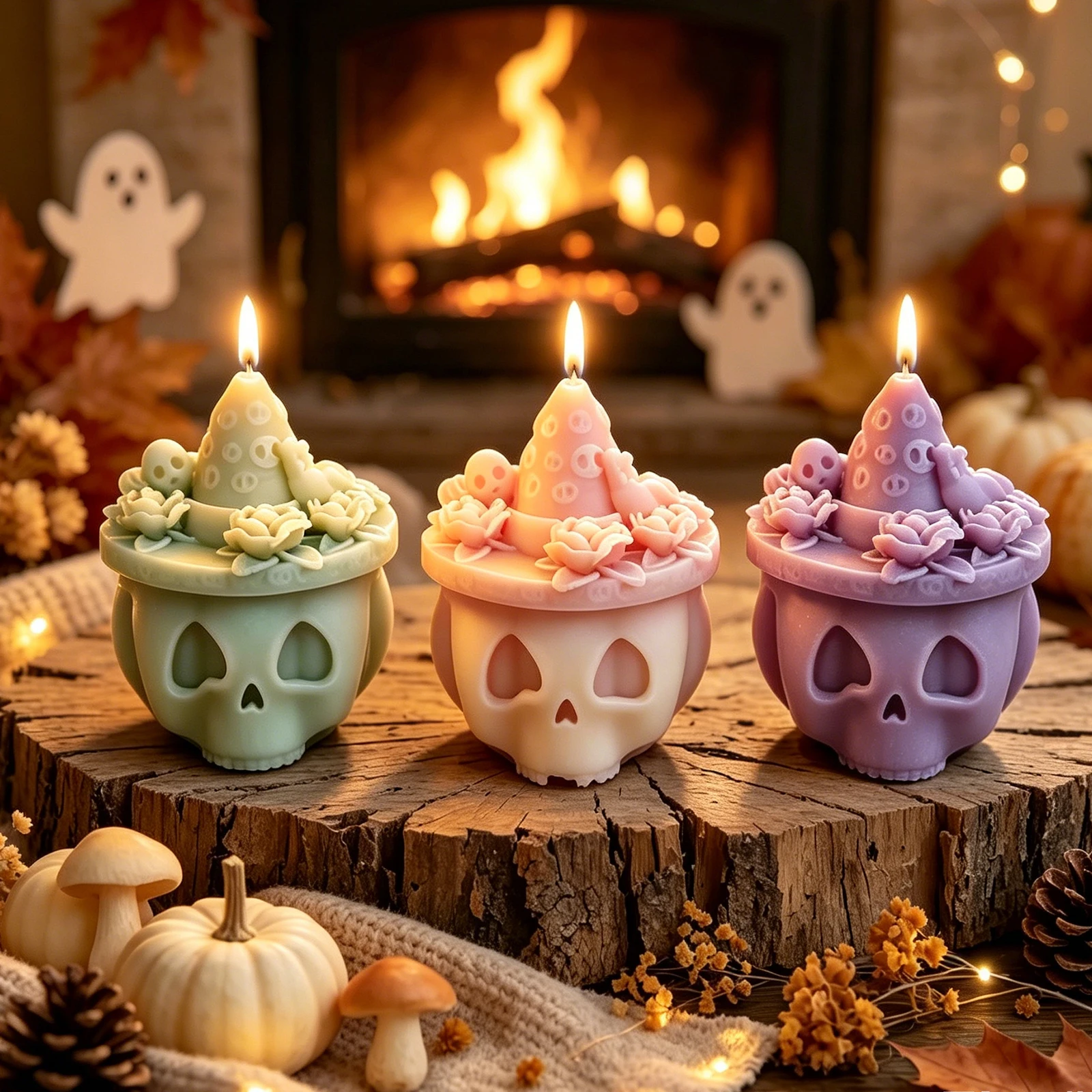 Halloween Skull Wizard Hat Silicone Candle Mold, DIY Skull Candle Mold, Gypsum Resin Candle, Festival Home Decoration