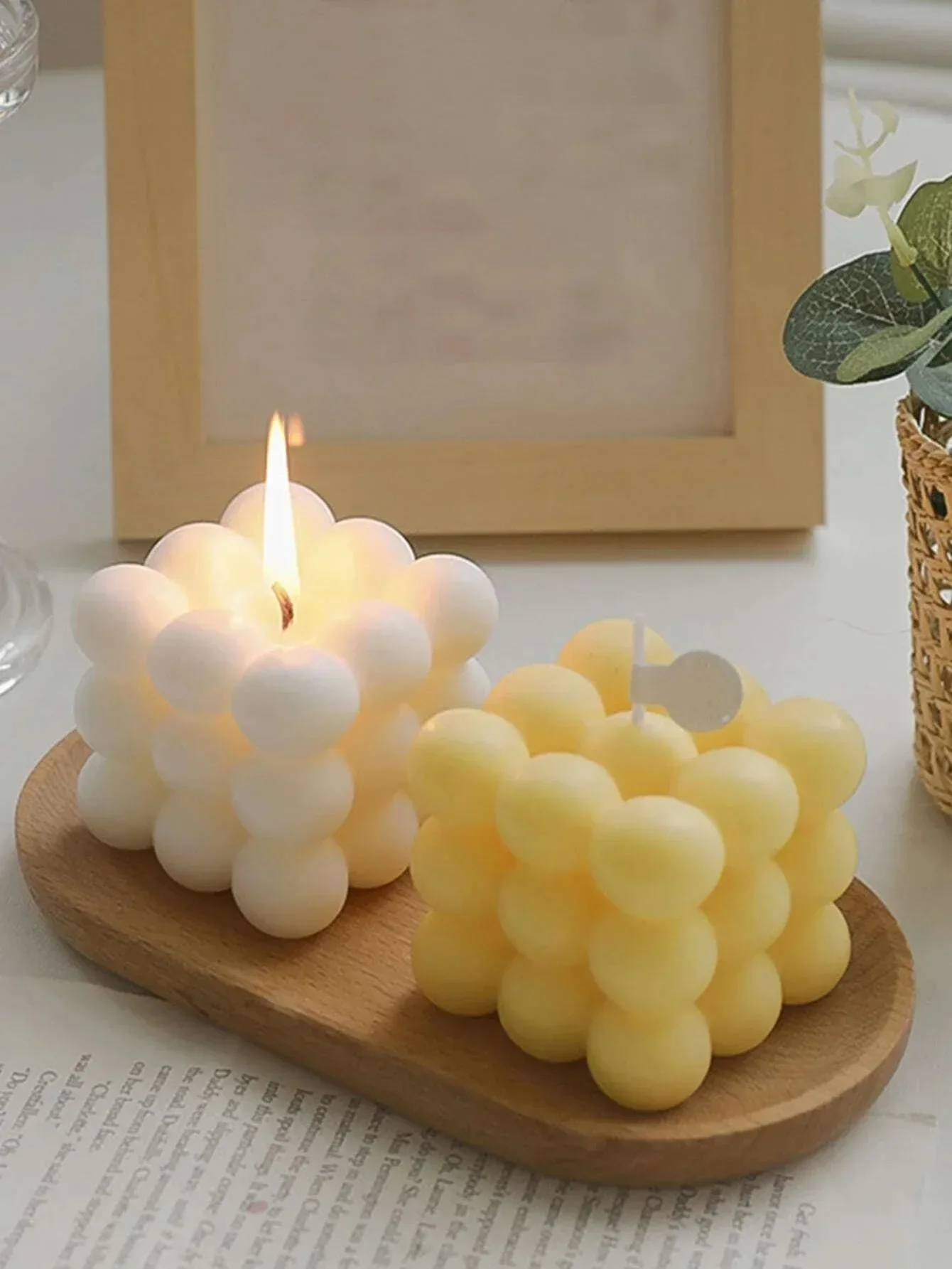 

1pc Candle Creative Ball-Shaped Soy Wax Magic Cube Aromatherapy,High-End Wedding Favor Gift, Handmade Decorative Object, decora