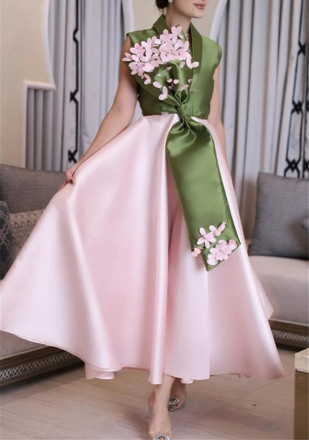 Jiayigong personalizzato squisito stile moderno con scollo a V abito da ballo fiori appliques abiti per occasioni su misura abbinamenti in stile cinese