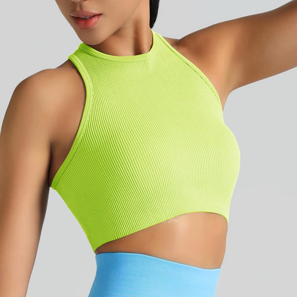 Crop Tops for Women Workout Cropped Tank Top High Neck Camisole Yoga Shirts Athletic Undershirts Ribbed Sleeveless Crop Tank