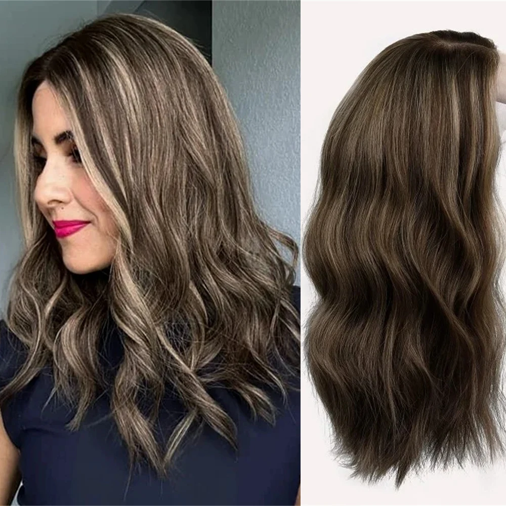 

Натуральный синтетический короткий парик для женщин с эффектом балаяж, коричневый с медово-русыми прядями, с кружевной передней частью, стрижка боб, многослойный, без клея