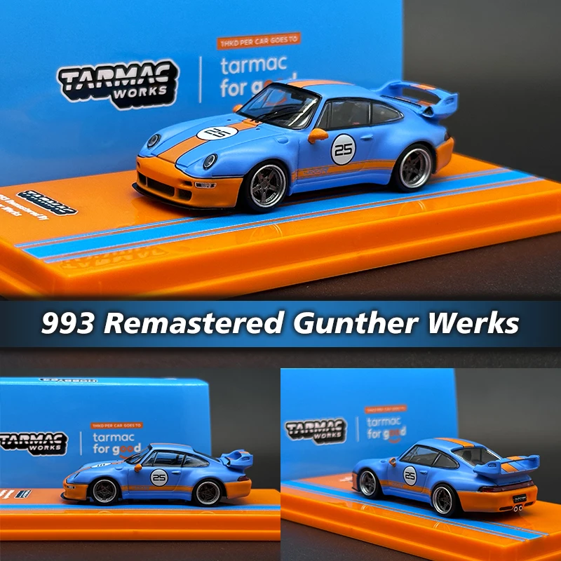 

TW In Stock 1:64 993 Remastered Gunther Werks Blue Orange Diecast Diorama Car Model Collection Miniature Toy Tarmac Works