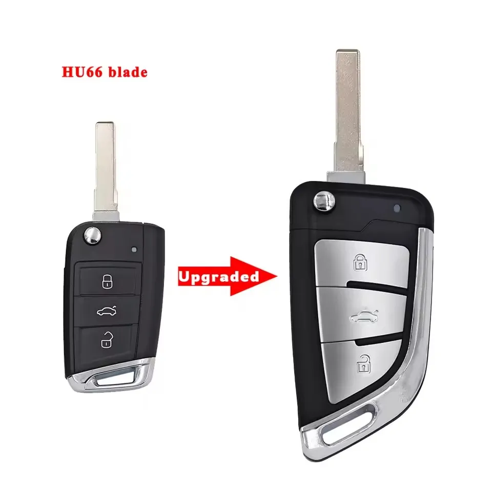 KEYECU 3 Buttons Modified Flip Remote Car Key Shell Case HU66/HU162T for MQB Golf VII Golf7 MK7 Skoda Octavia Seat Leon Altea - view 5