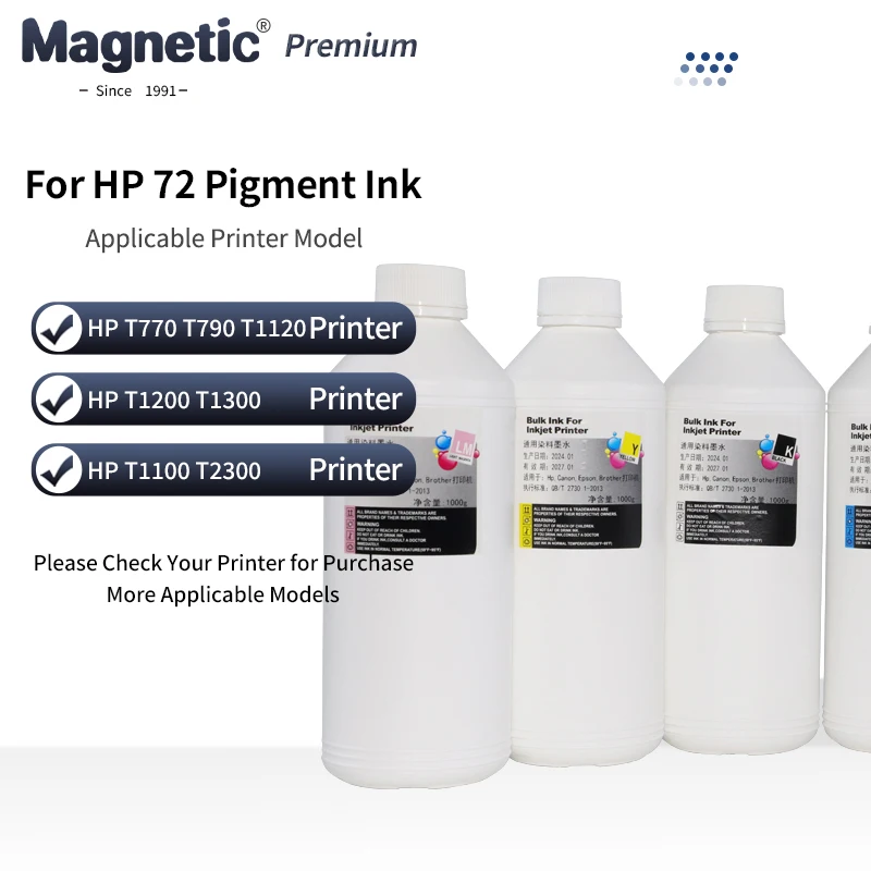 

1000ML Pigment Ink For HP 72 Ink Cartridge For HP Designjet T770 T790 T1120 T1200 T1300 T620 T610 T1100 T2300 Printer Ink