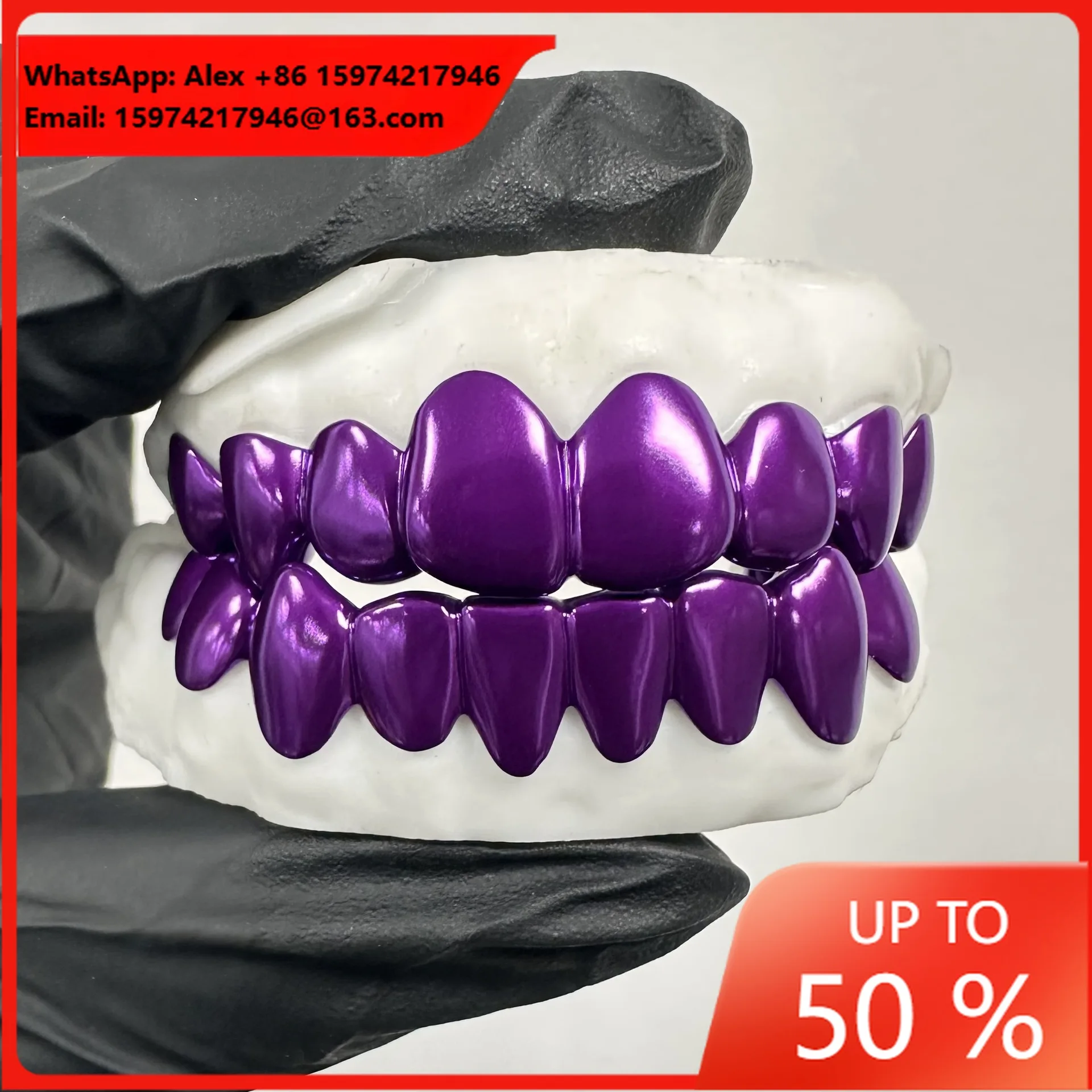 Purple Electroplated Grill Top 8 Bottom 8 European And American Cross-border Hot-selling Grillz