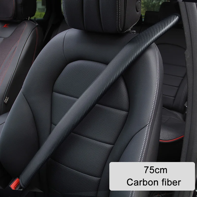 Protector de hombro para cinturón de seguridad de coche, almohadilla acolchada de cuero de fibra de carbono para las cuatro estaciones, accesorios